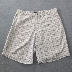 Dunning Mens Golf Shorts Size 36 White Grey Plaid Performance